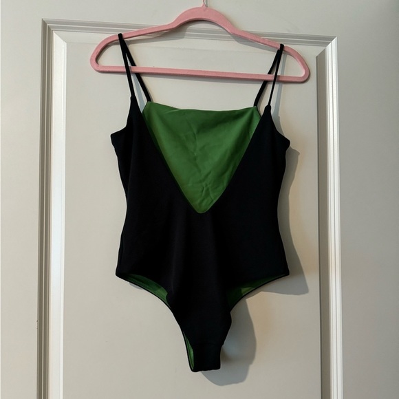 NEW Casa Raki Ana Maillot Swim One Piece Size Large Reversible Green Black NWOT - Picture 4 of 5